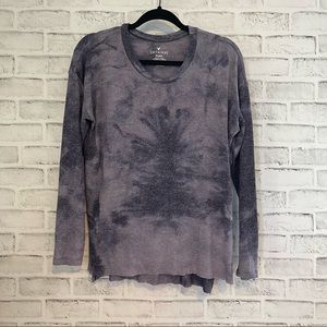 American Eagle Soft & Sexy Plush Purple Tie Dye Sweater Top Tee Shirt EUC #BB226